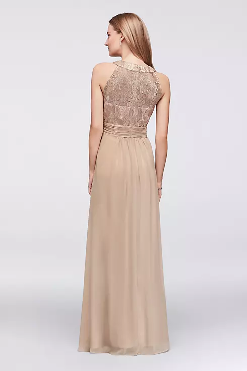 Lace Bodice Chiffon Gown with Jeweled Neckline Image 2