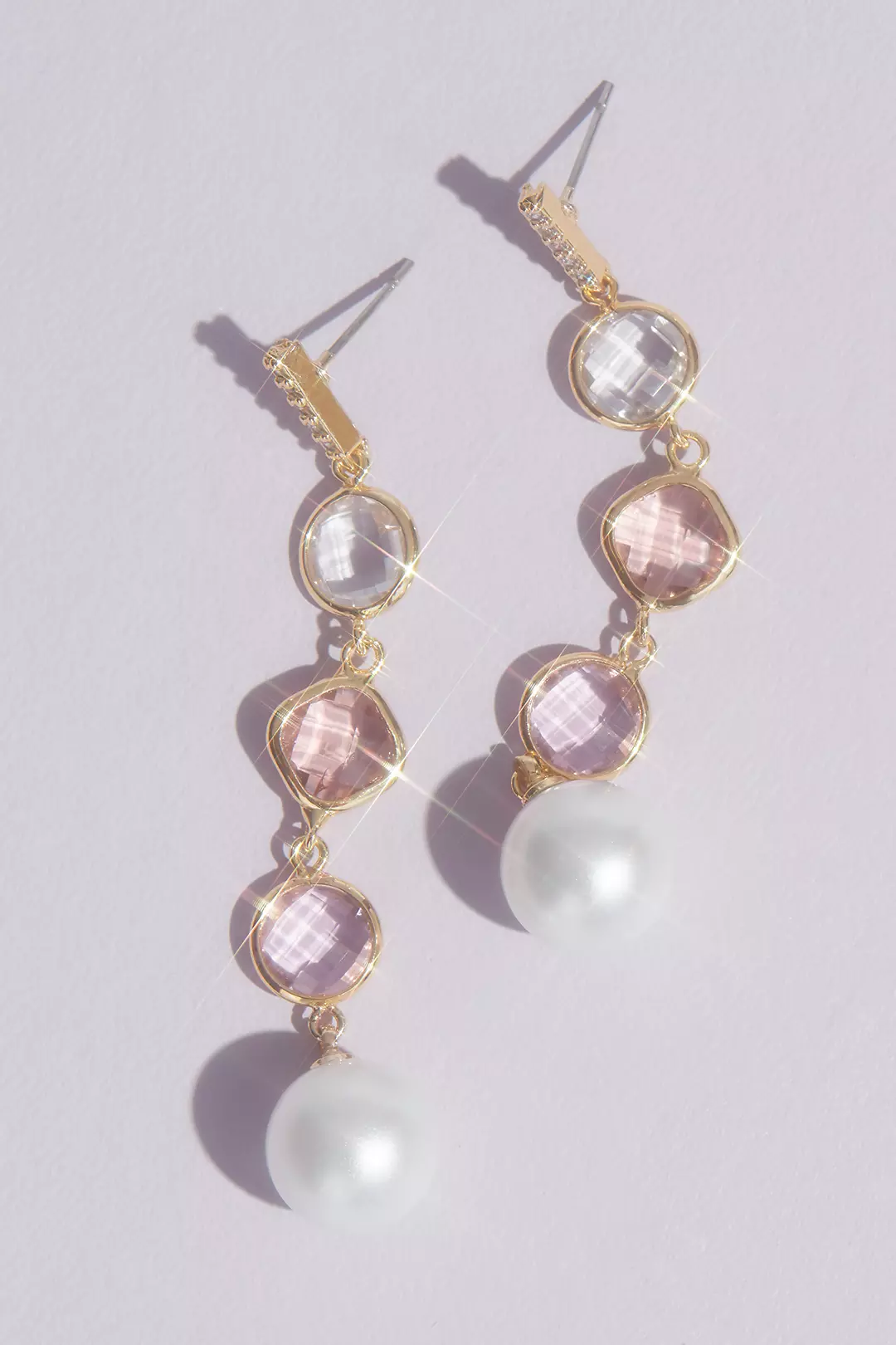 Crystal and Pearl Drop Earrings Image