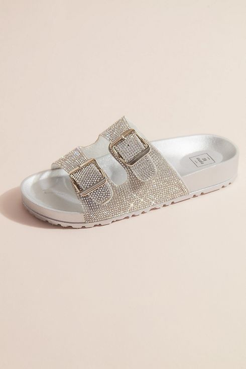 Two-Strap Crystal Footbed Slide Sandals Image