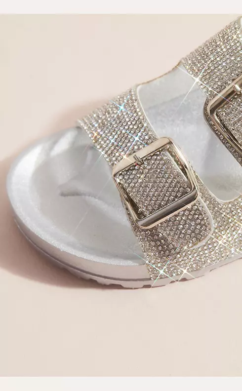 Two-Strap Crystal Footbed Slide Sandals Image 3