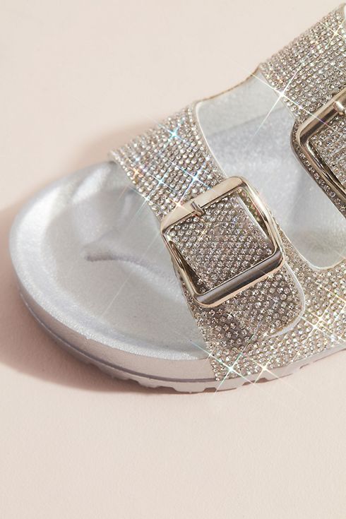 Two-Strap Crystal Footbed Slide Sandals | David's Bridal