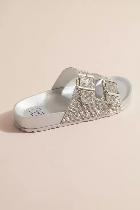 Two-Strap Crystal Footbed Slide Sandals Image 2