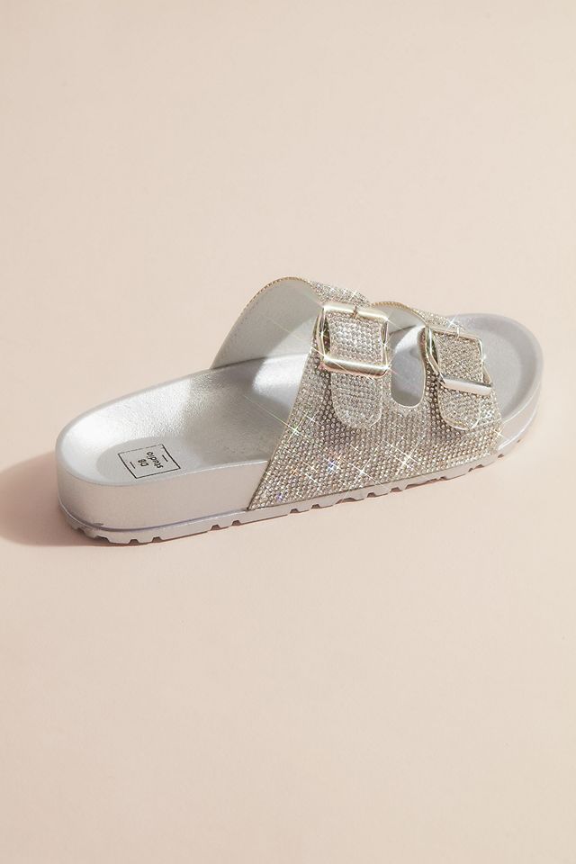 Two-Strap Crystal Footbed Slide Sandals Image 5
