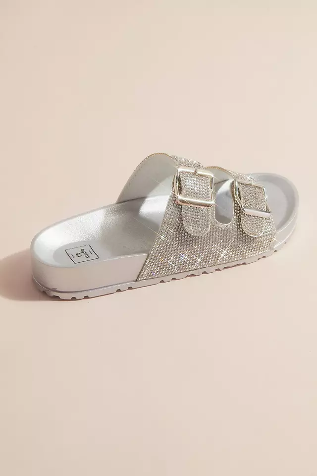 Two-Strap Crystal Footbed Slide Sandals Image 2