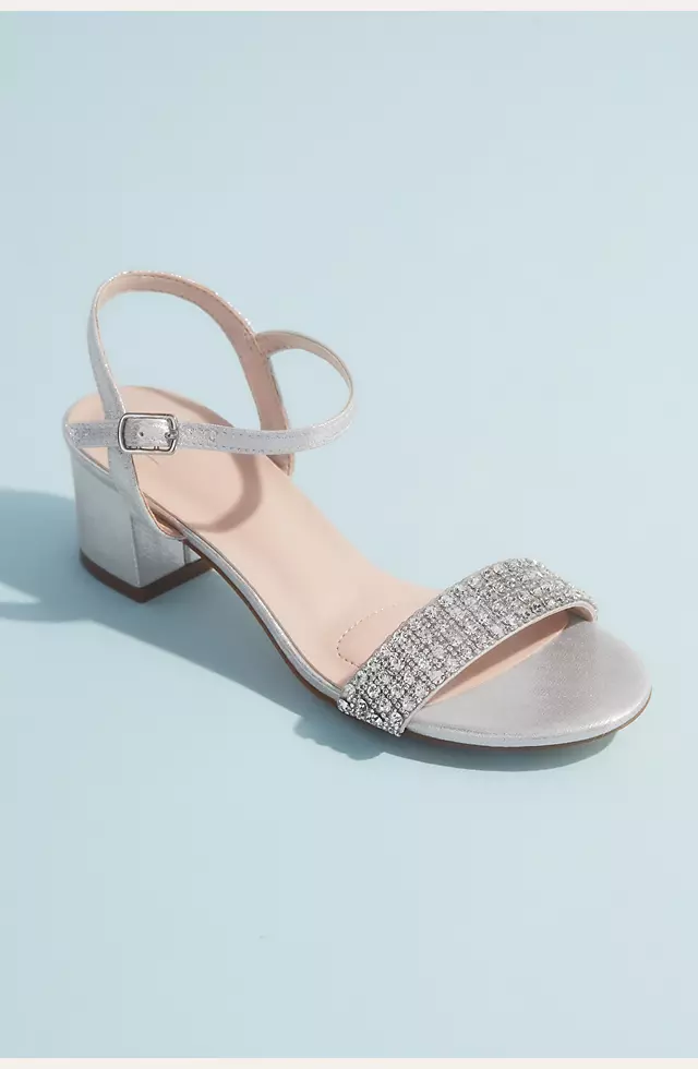 Crystal Strap Low-Block Heel Sandals | David's Bridal