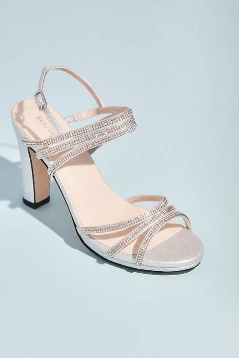 Metallic Sandals with Triple Skinny Crystal Straps Image 2