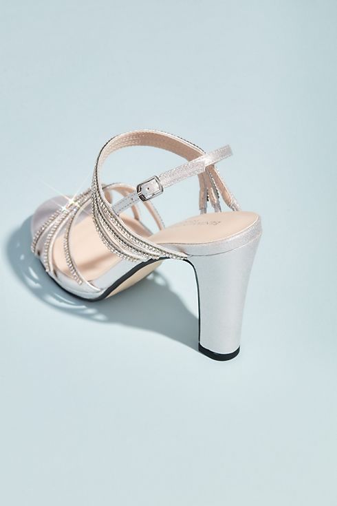 Metallic Sandals with Triple Skinny Crystal Straps Image 3