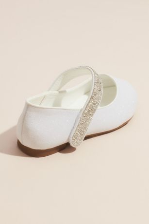 Girls Round Toe Mary Janes with Crystal Strap | David's Bridal