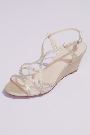 Benjamin Walk Grey;Ivory (Crystal Trimmed Wedge Sandals with Clear Mesh)
