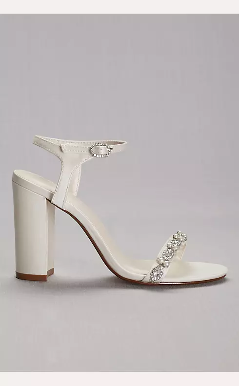 Embellished Satin Block Heel Sandals Image 3