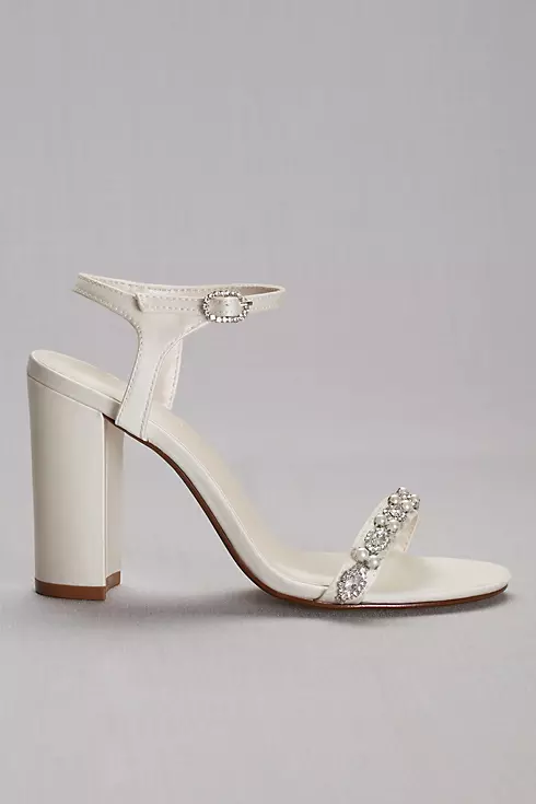 Embellished Satin Block Heel Sandals Image 3