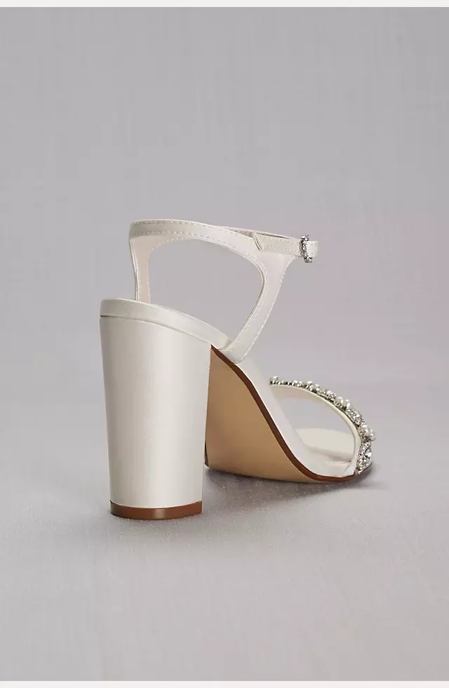Embellished Satin Block Heel Sandals Image 2