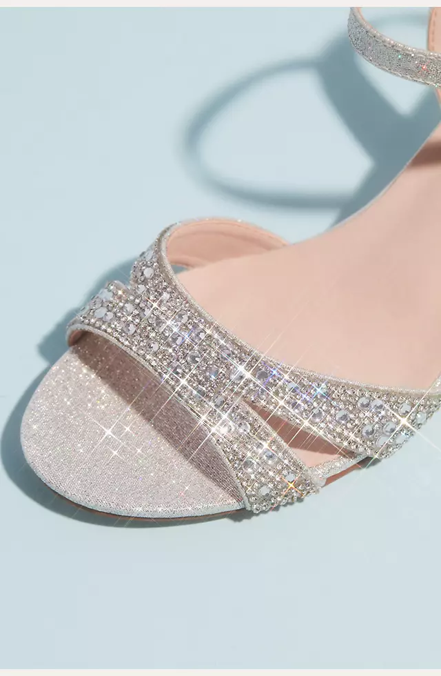Allover Crystal Quarter-Strap Low Heels | David's Bridal