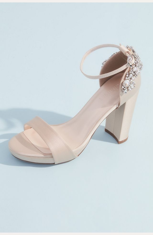 Crystal Embellished Satin Platform Heels | David's Bridal