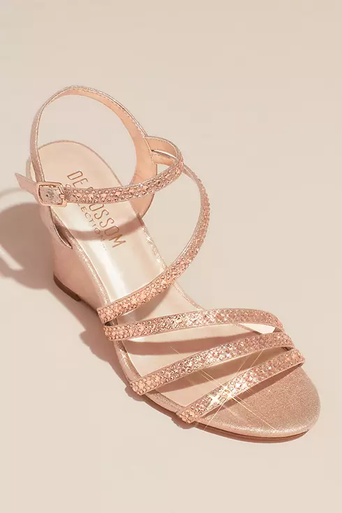 Strappy Low Wedges with Crystal Details Image 1