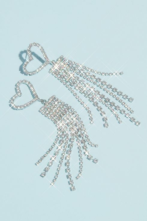 Heart and Fringe Crystal Earrings Image