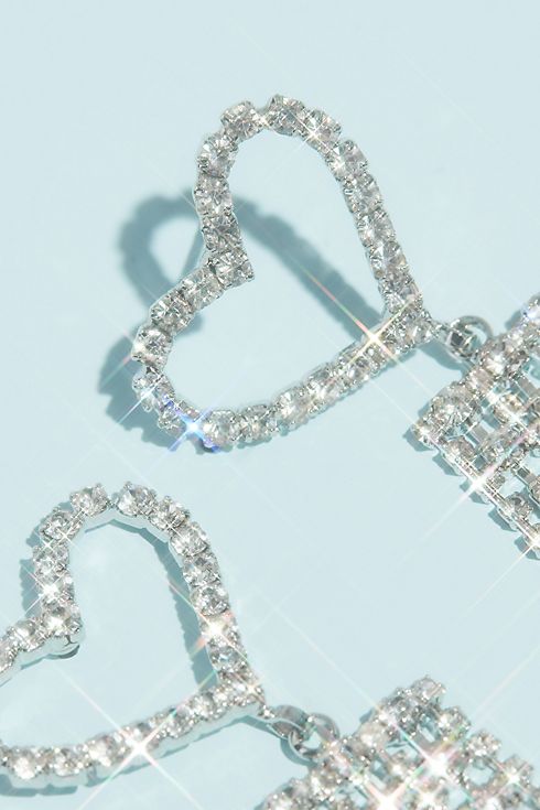 Heart and Fringe Crystal Earrings Image 2