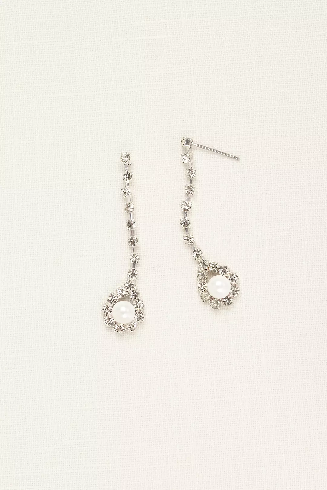 Crystal Linear Earings with Pearl Drop Image 2