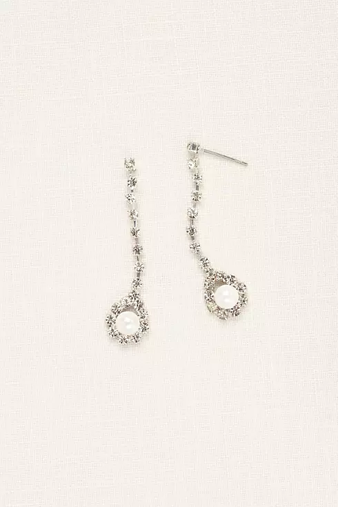 Crystal Linear Earings with Pearl Drop Image 2