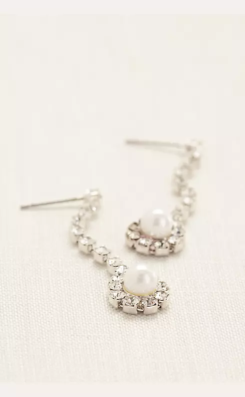 Crystal Linear Earings with Pearl Drop Image 1