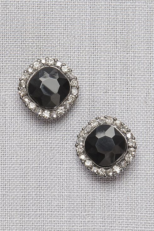 Black Crystal Pave Post Earrings Image 1