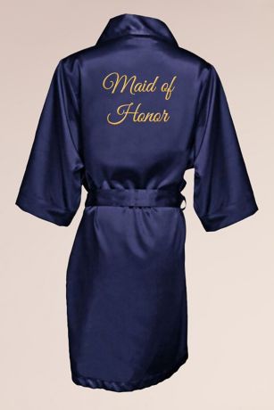 Embroidered Maid of Honor Satin Robe