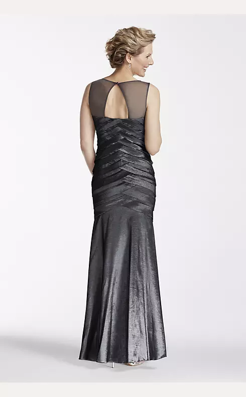 Long Stretch Taffeta Gown with Cap Sleeve Jacket Image 3