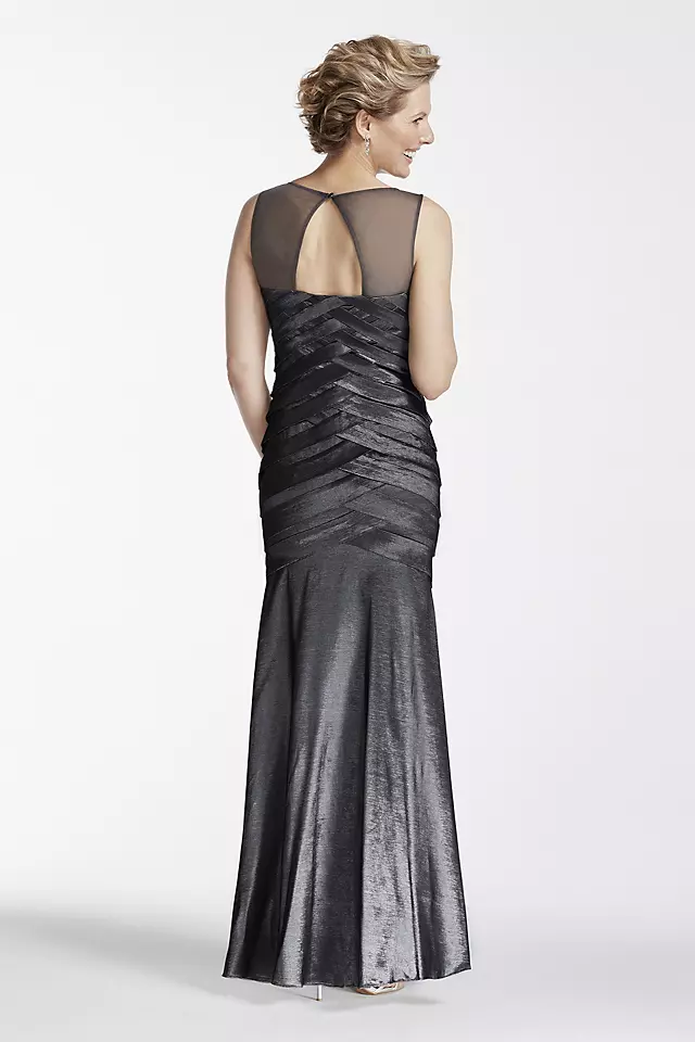 Long Stretch Taffeta Gown with Cap Sleeve Jacket Image 3