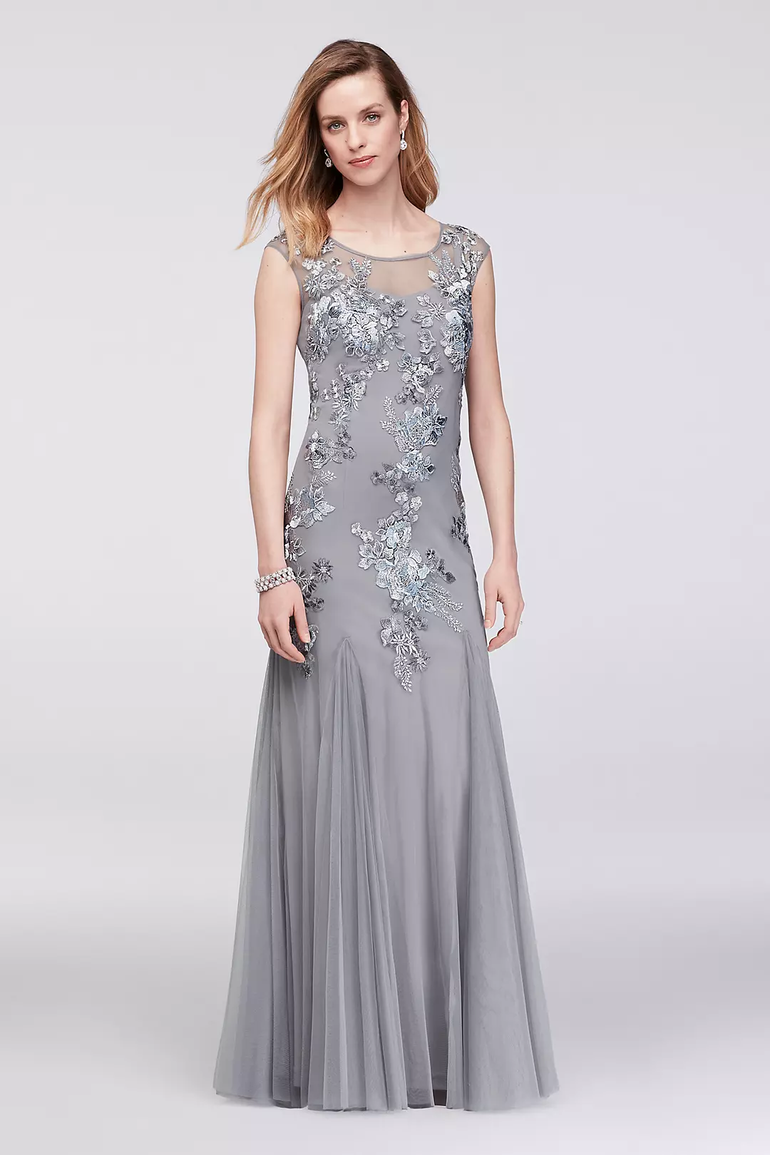 Beaded and Embroidered Illusion Mesh Trumpet Gown Image