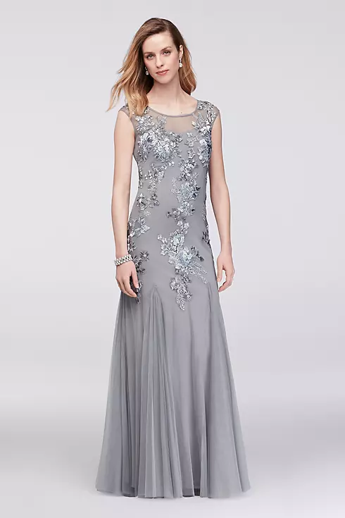 Beaded and Embroidered Illusion Mesh Trumpet Gown Image 1