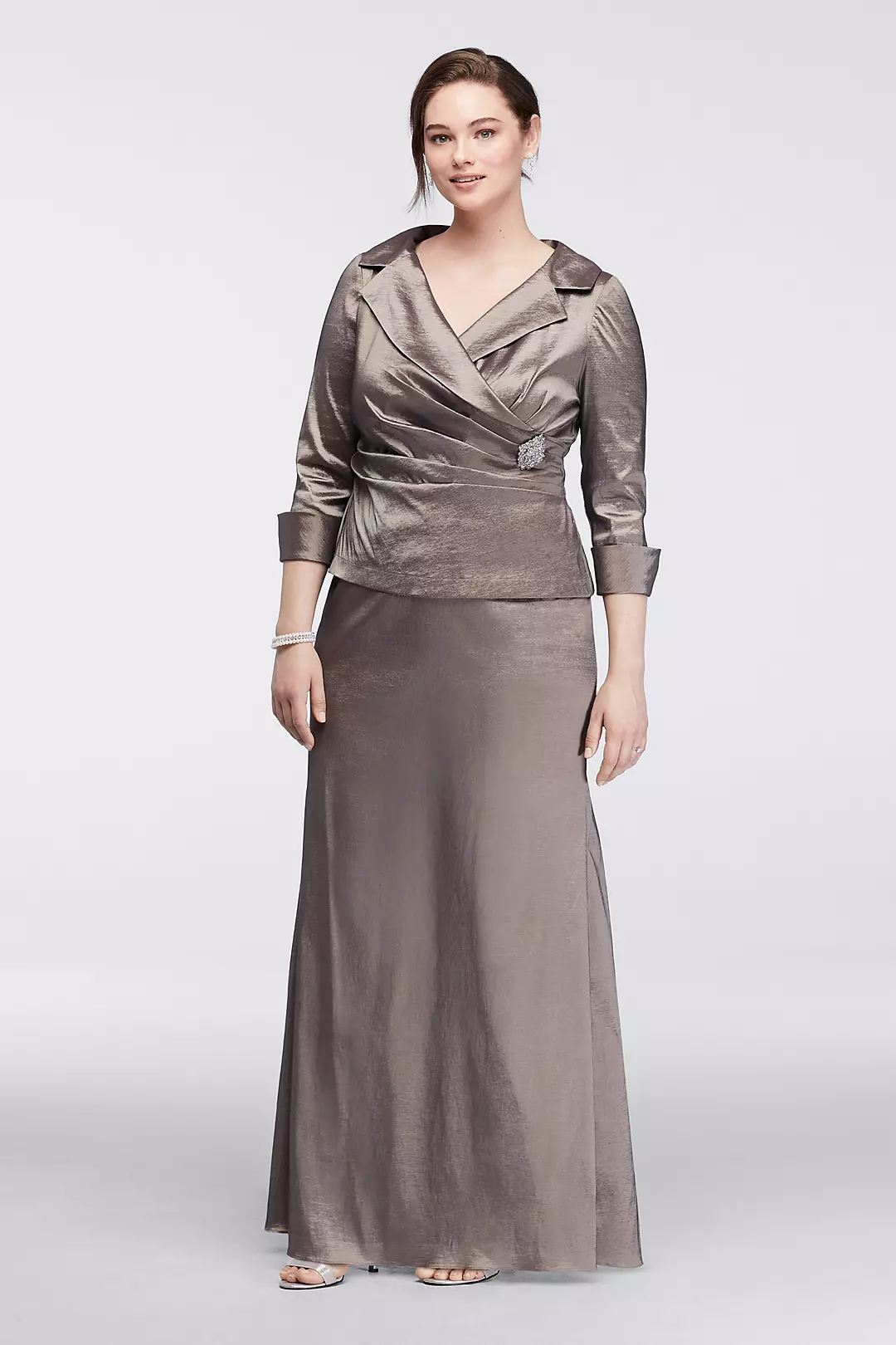 Long Mock Two-Piece Dress with 3/4 Sleeves Image