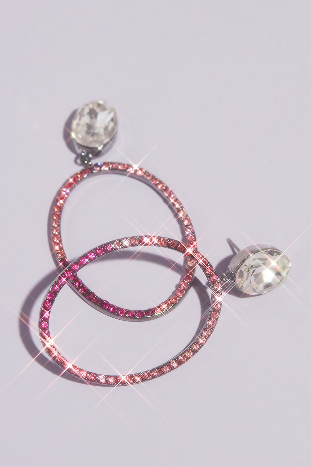Pave Crystal Open Oval Hoop Earrings Image 1