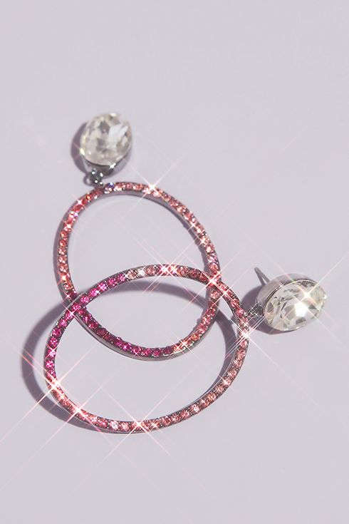 Pave Crystal Open Oval Hoop Earrings Image