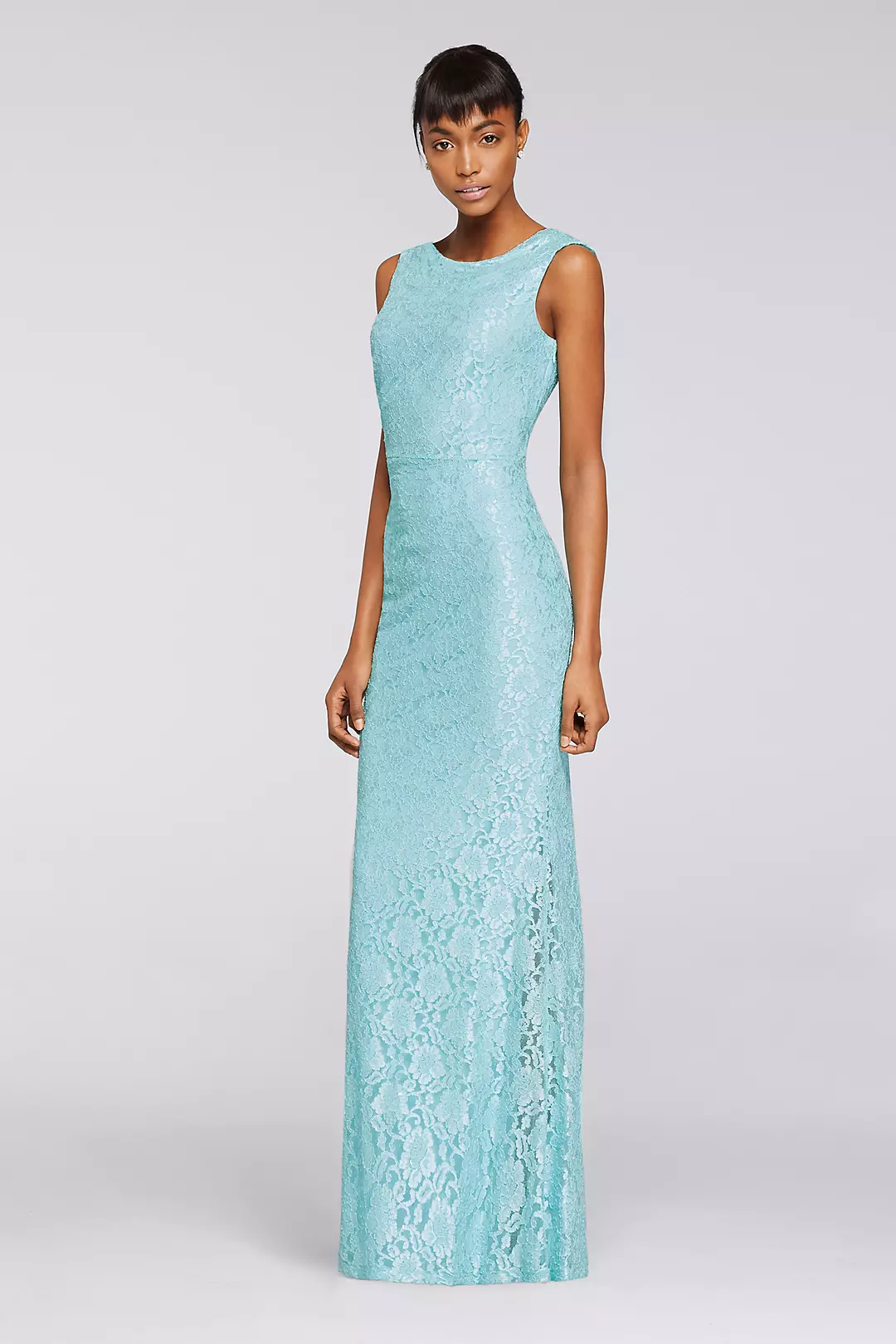 Sleeveless Allover Sequined Lace Dress Image
