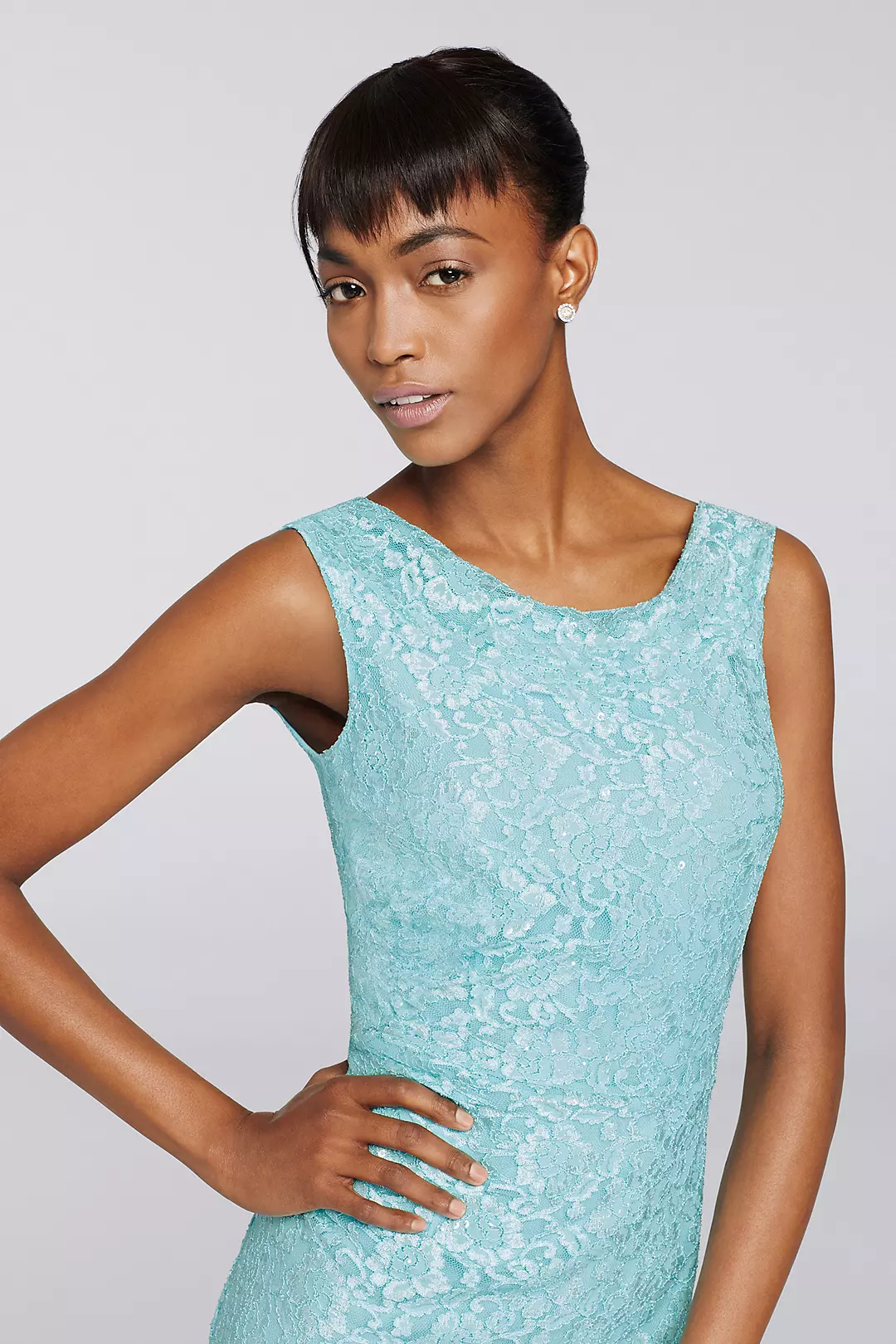 Sleeveless Allover Sequined Lace Dress Image 3
