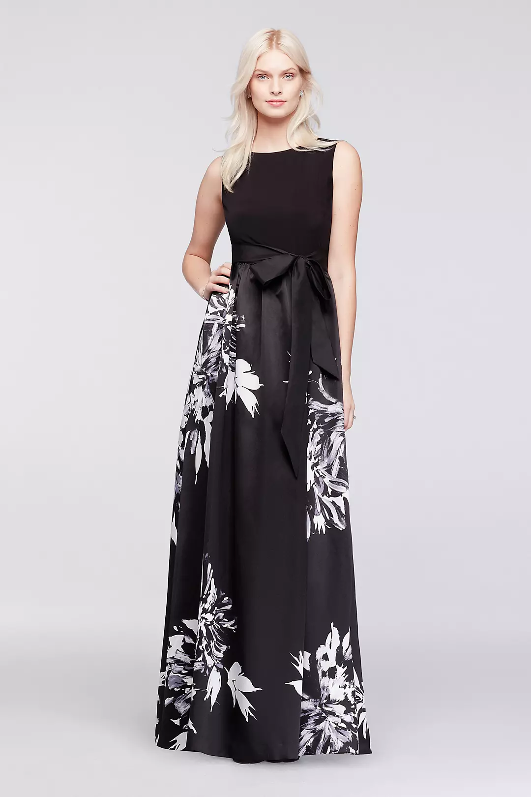 Long A-Line Dress with Bold Printed Floral  Image