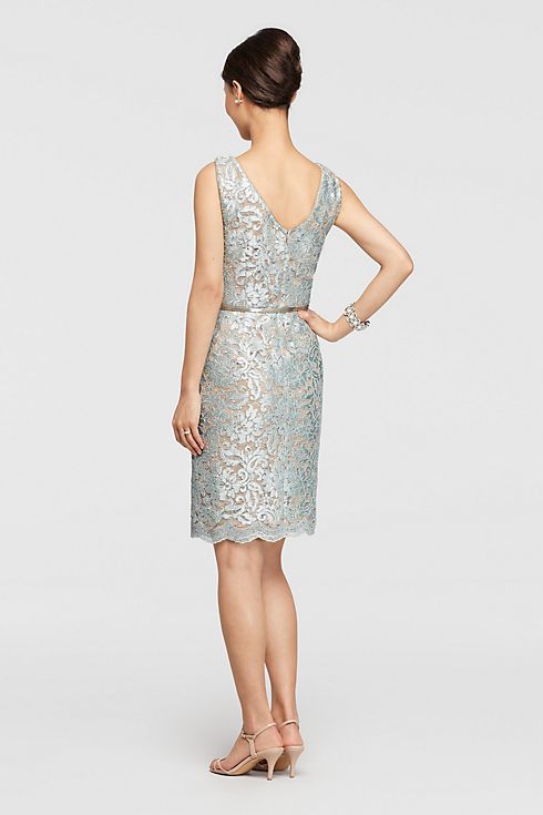 Sequin Knee-Length Dress with Belted Waist Image 4
