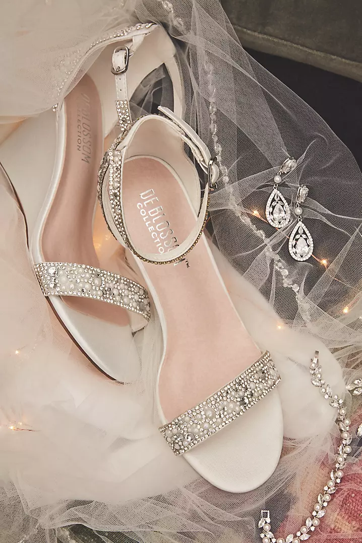 Crystal and Jewel Embellished Wedge Sandals | David's Bridal Crystal and Jewel Embellished Wedge Sandals | David's Bridal