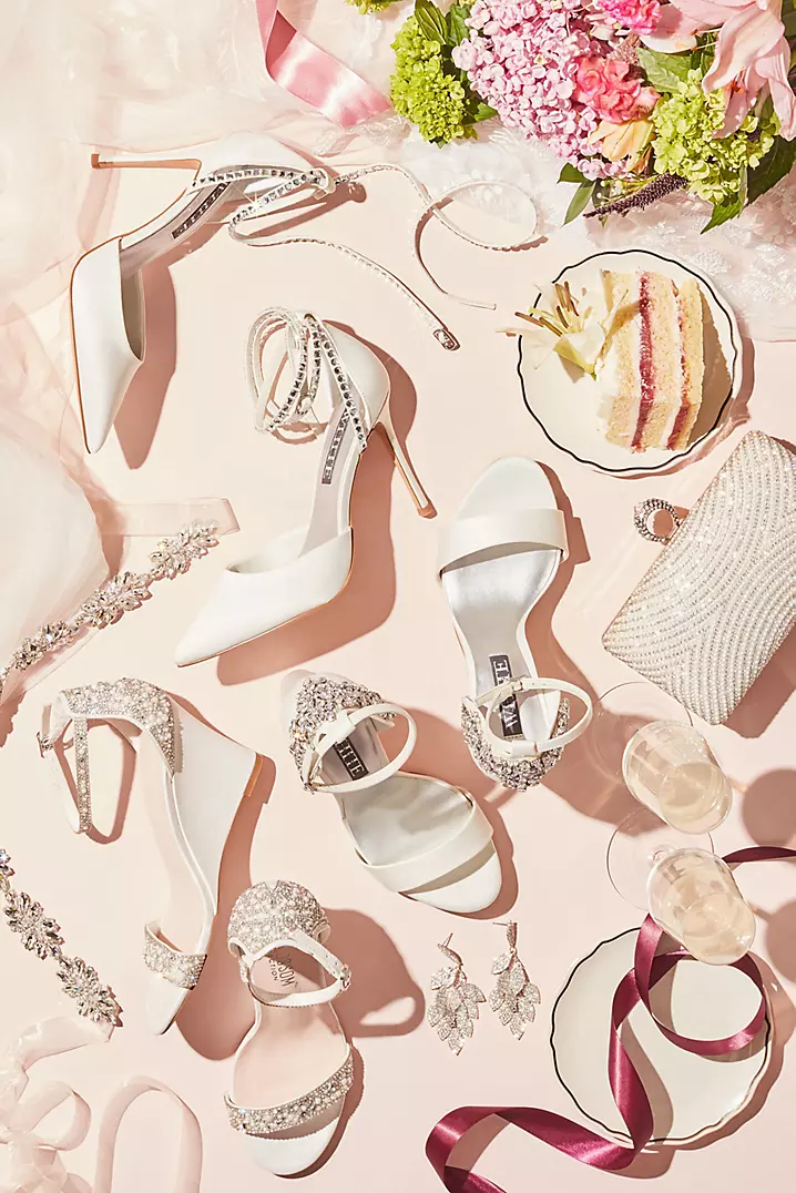 Crystal and Jewel Embellished Wedge Sandals | David's Bridal Crystal and Jewel Embellished Wedge Sandals | David's Bridal