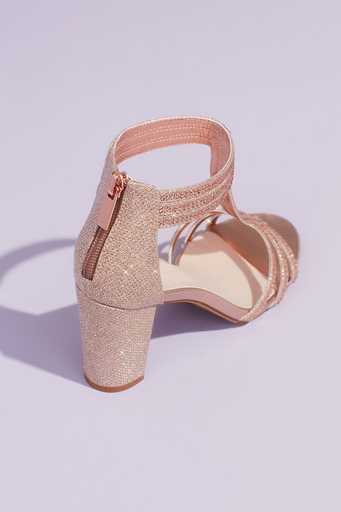 Glitter T-Strap Block Heel Sandals with Crystals Image 2