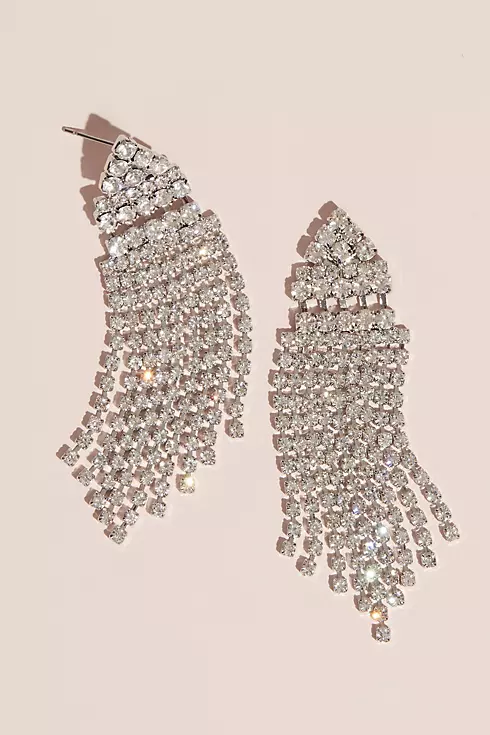 Cubic Zirconia Drop Earrings with Cascade Fringe Image 1