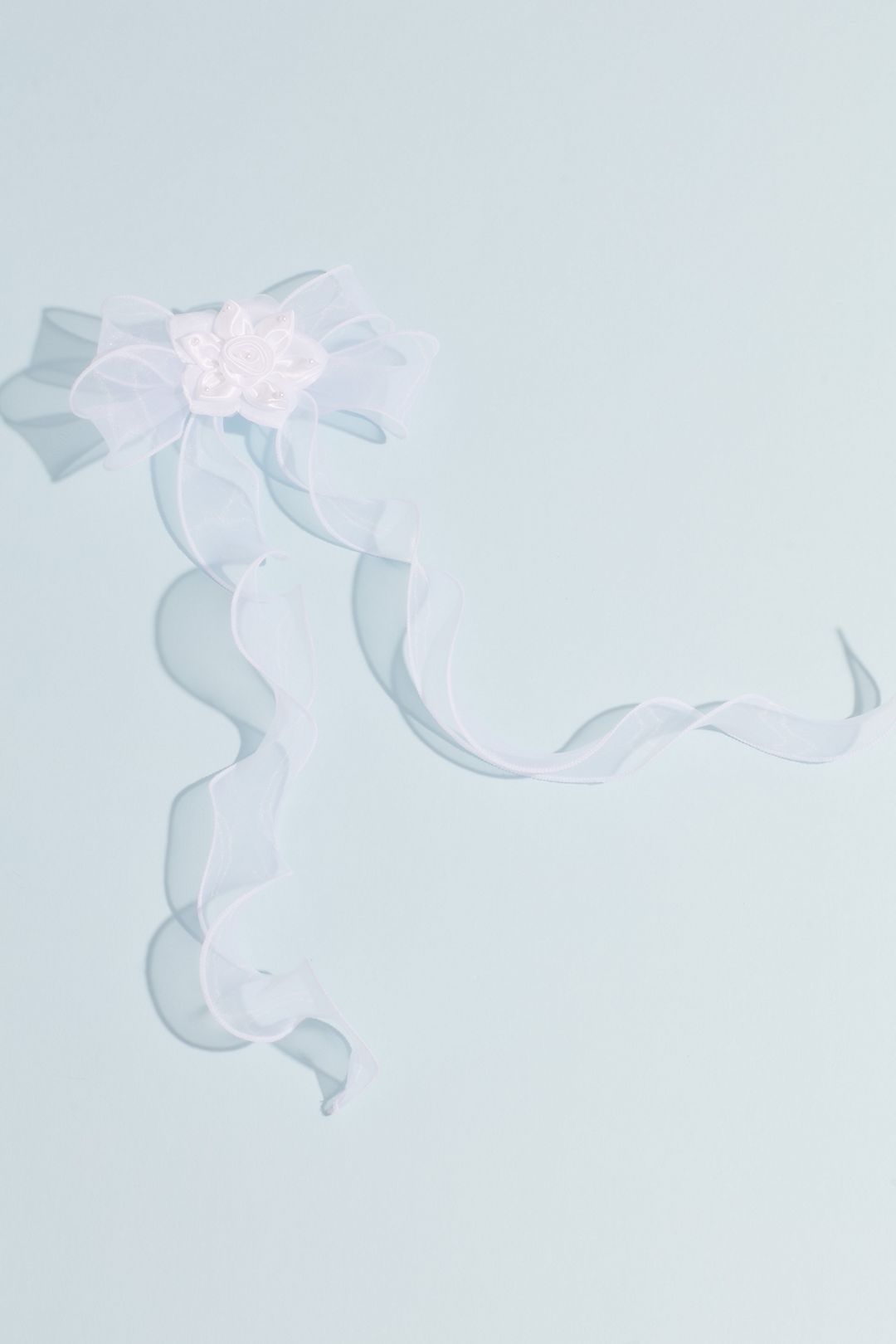 Organza Ribbon Clip with Flower Image