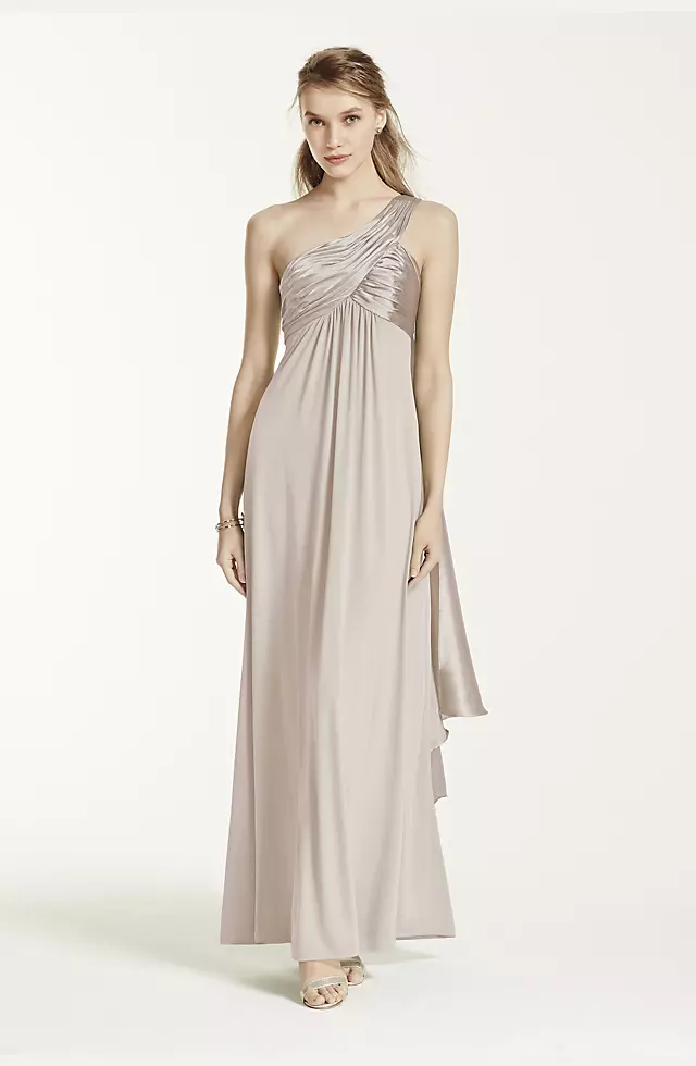 One-Shoulder Long Jersey Dress with Cascade Back Image 2