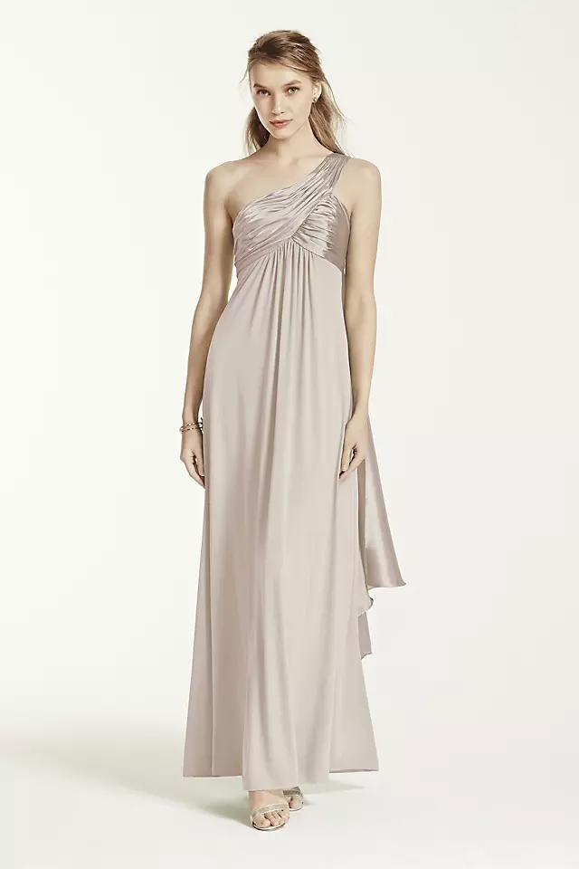 One-Shoulder Long Jersey Dress with Cascade Back Image 2