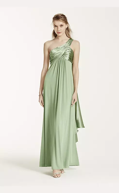 One-Shoulder Long Jersey Dress with Cascade Back Image 3