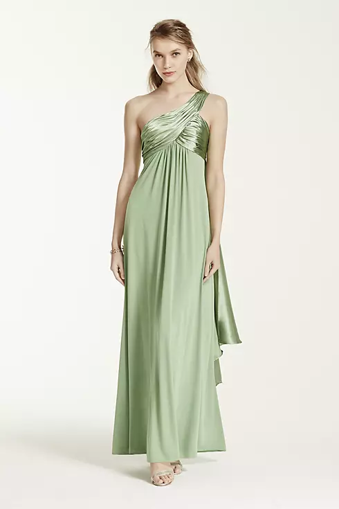 One-Shoulder Long Jersey Dress with Cascade Back Image 3