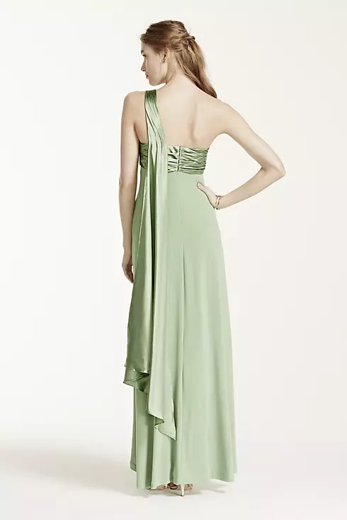 One-Shoulder Long Jersey Dress with Cascade Back Image 5