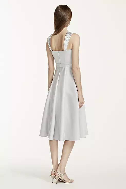 Satin Wide Strap Tea Length Dress Image 3