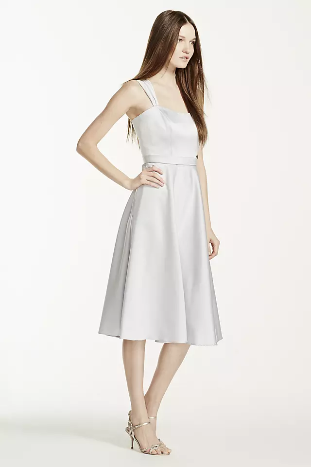 Satin Wide Strap Tea Length Dress Image 5