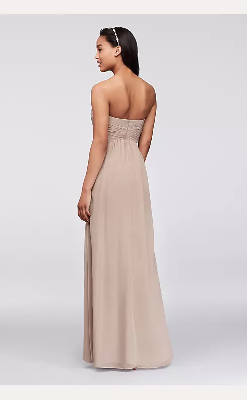 Long Strapless Chiffon Dress with Pleated Bodice Image 3